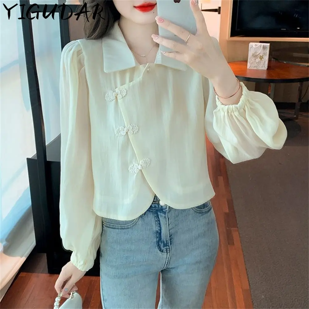 

Autumn Women V-Neck Chiffon Blouse Shirt Tops Long Sleeve Blouse Women Blusas 2023 Blouses Femme Shirts clothes for women