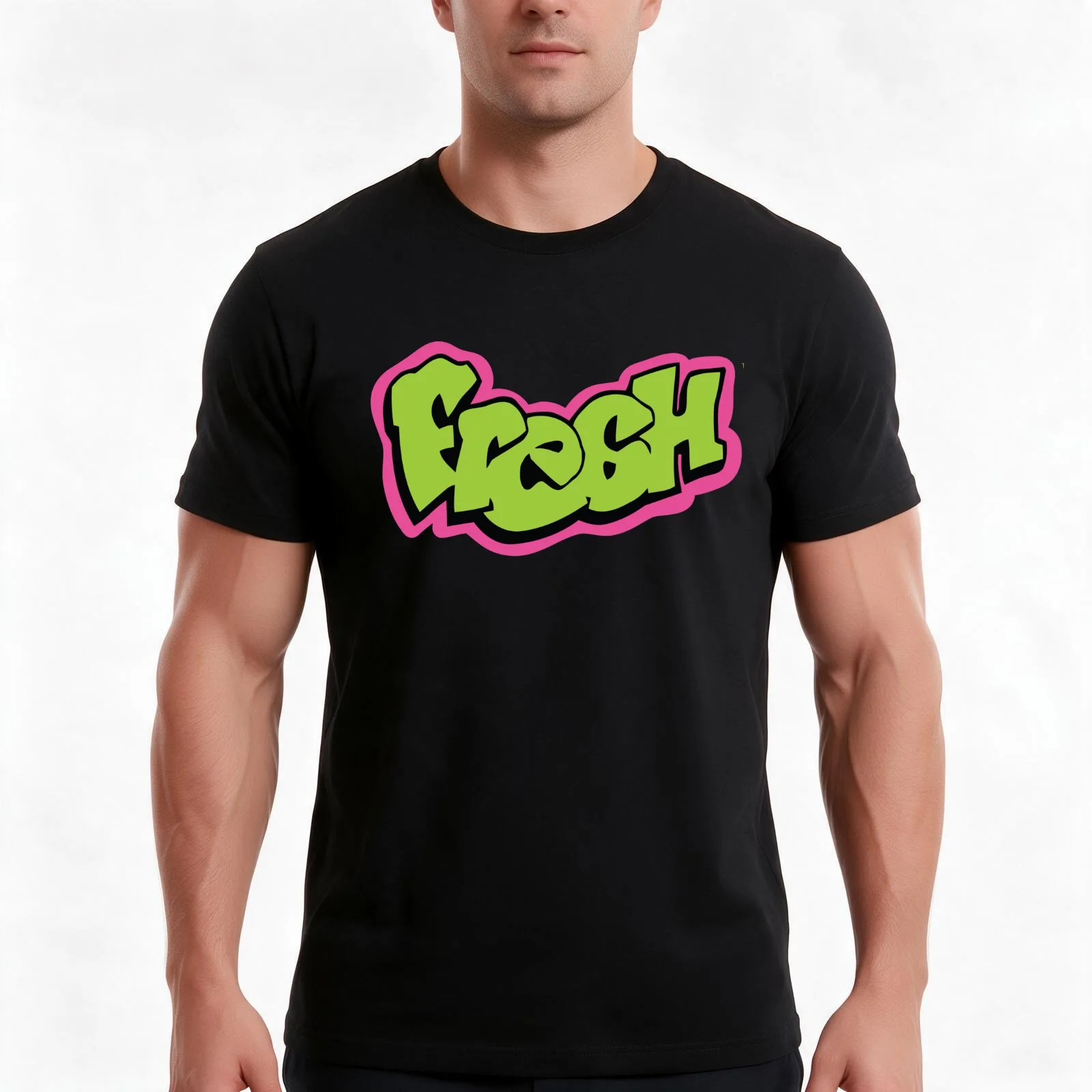 Fresh graffiti T-Shirt, Summer Casual Cotton Tee, Oversized Streetwear Tops, Vintage Graphic Print, Loose Fit Short Sleeve