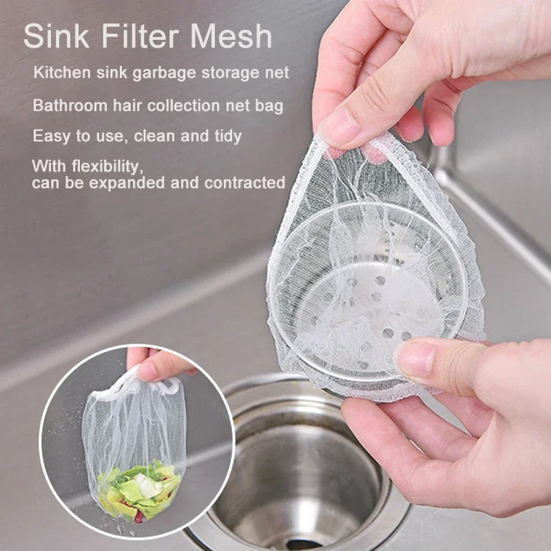 Kitchen Sink Filter Mesh Shower Drain Hair Catcher Storage Net Bag Bathroom Floor Drain Filter Screen AntiClogging Strainer Mesh