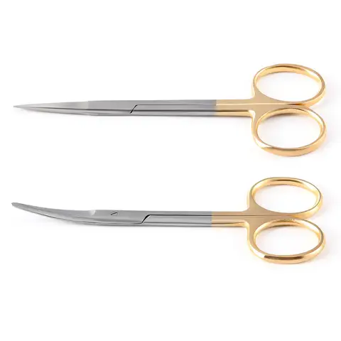 Bilashmart AZDENT Stainless Steel Dental Surgical Scissors Straight/Curved Tip 11.5cm Surgical Forceps Dentist Tools Dentistry Instrument