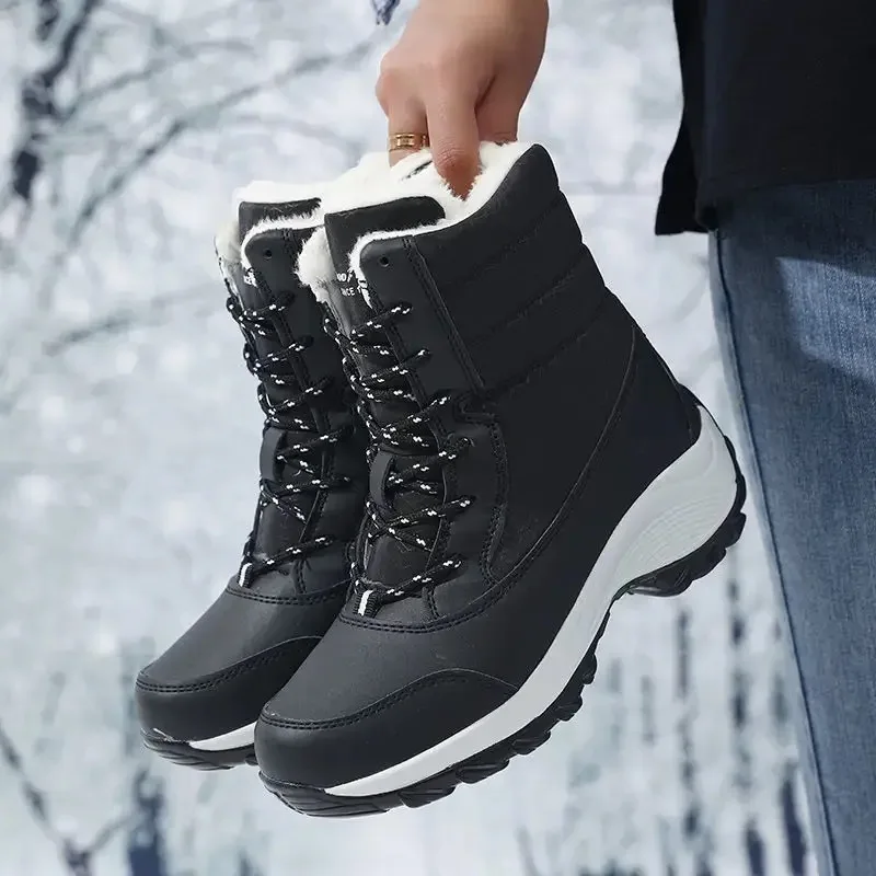 

2024Winter Women Boots Outdoor Waterproof Snow Boots Plush Warm Cotton Boots for Women Fashion Wedges Platform Boot Botas Mujer