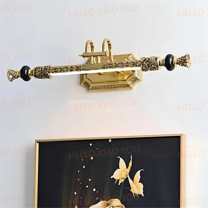 European Retro All - Copper Wall Lamp, High - end Luxury, Painting Light, Mirror Front Lighting Full Copper Mirror Light