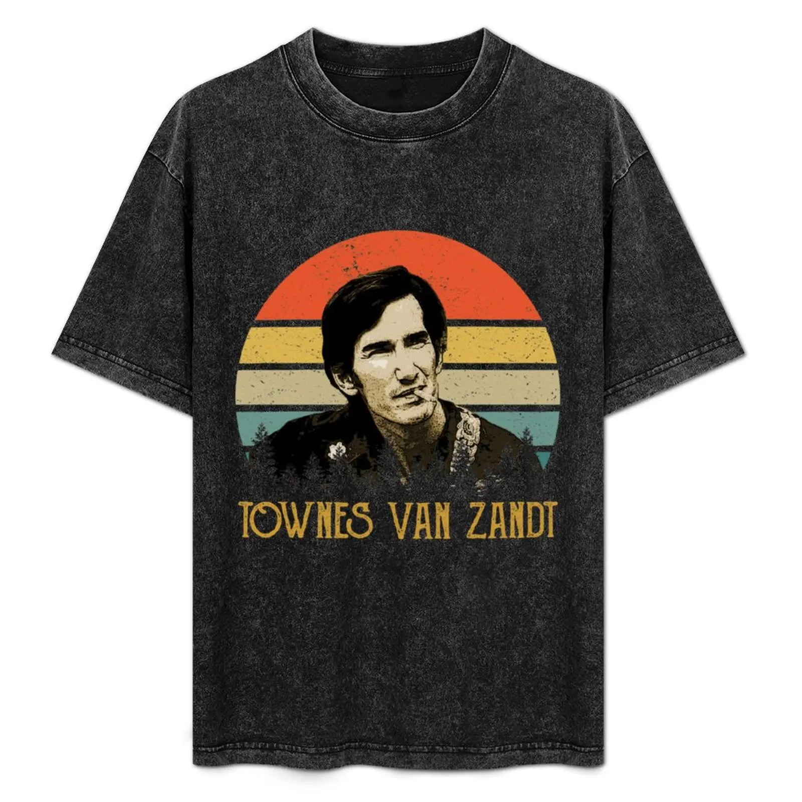 

Townes Van Zandt Retro Outlaw Country Tribute T-Shirt Retro Style Print Casual Top