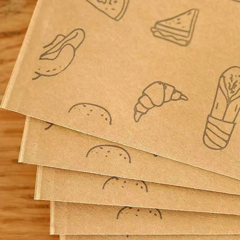 50-100 Stück Fettdichte Papiertüten Einweg-Verpackung Backpapier Dessert Sandwich Burger Verpackungstüten Küchenzubehör Neu – Detail 14