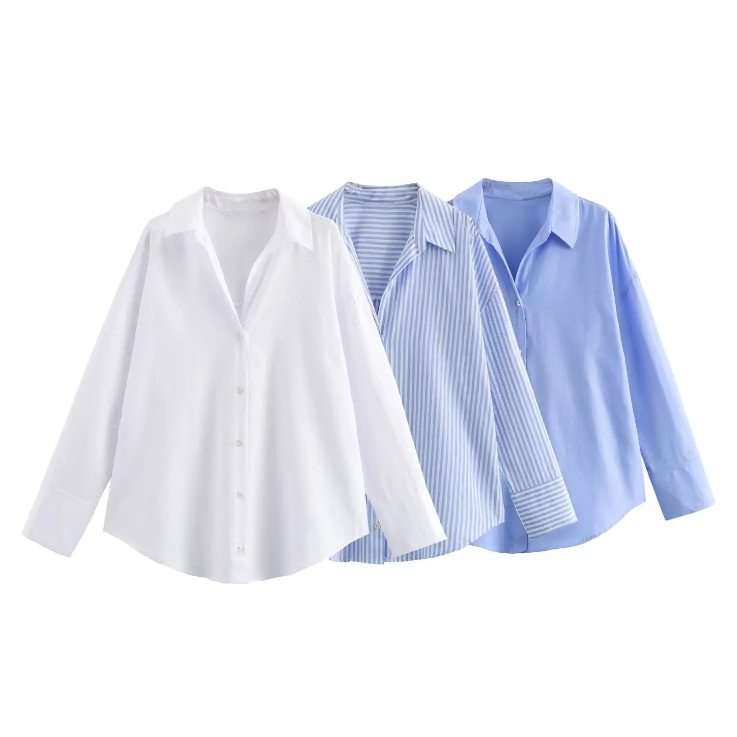 Tangada 2024 Women White Oxford Cotton Shirt Long Sleeve Female Oversized Blouse Tops 6X0324