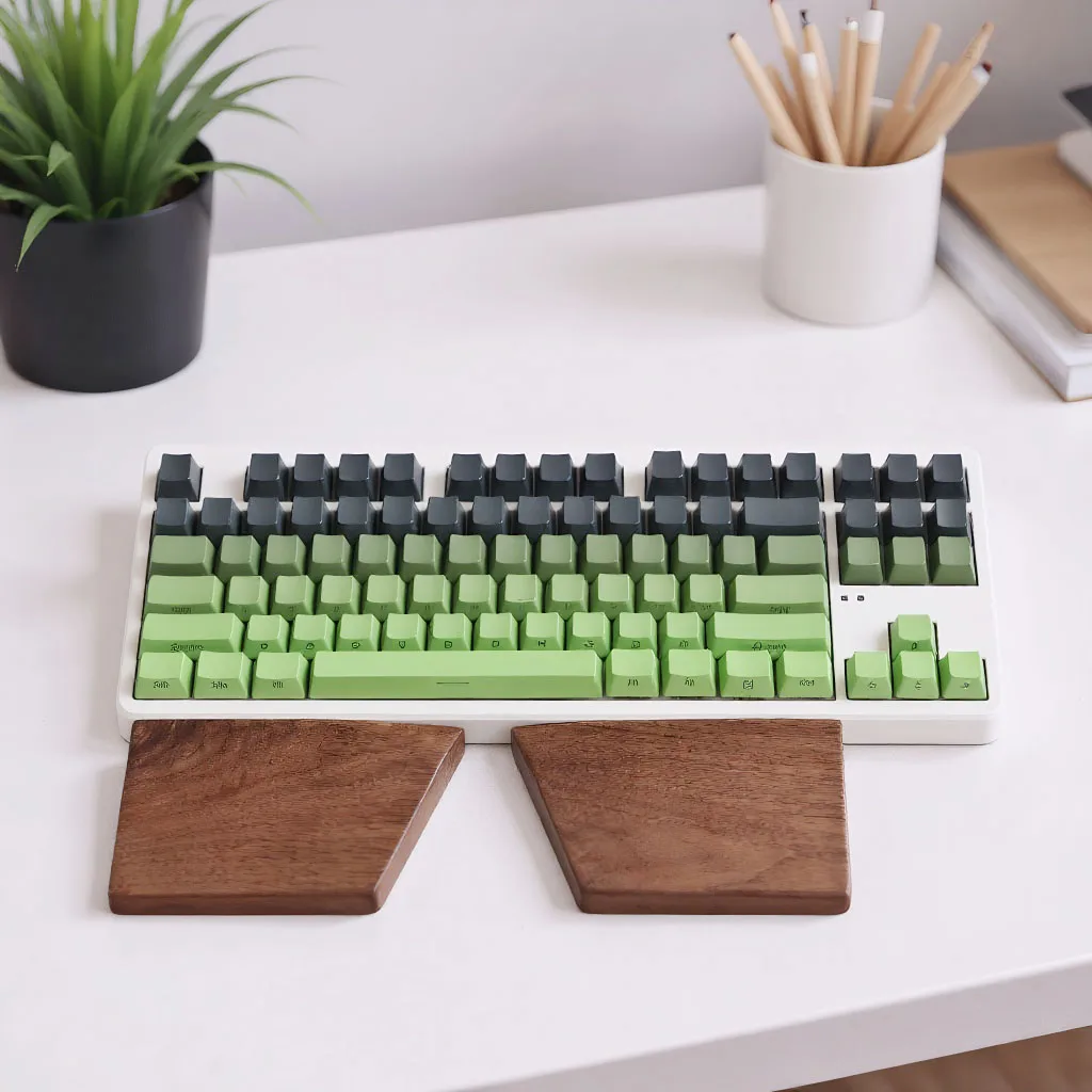 

Natural Walnut Wood Split Keyboard Wrist Rest - Ergonomic Two-Piece Design For Mechanical Gaming Keyboard Hand Rest