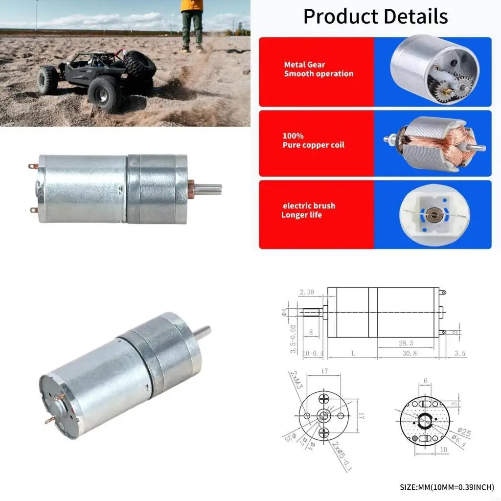 

581E 12V Gear Motor Low Speed Small Gearboxes Reducer High Torque Electric Speed Reduction Geared Motor for intelligent Car Toy