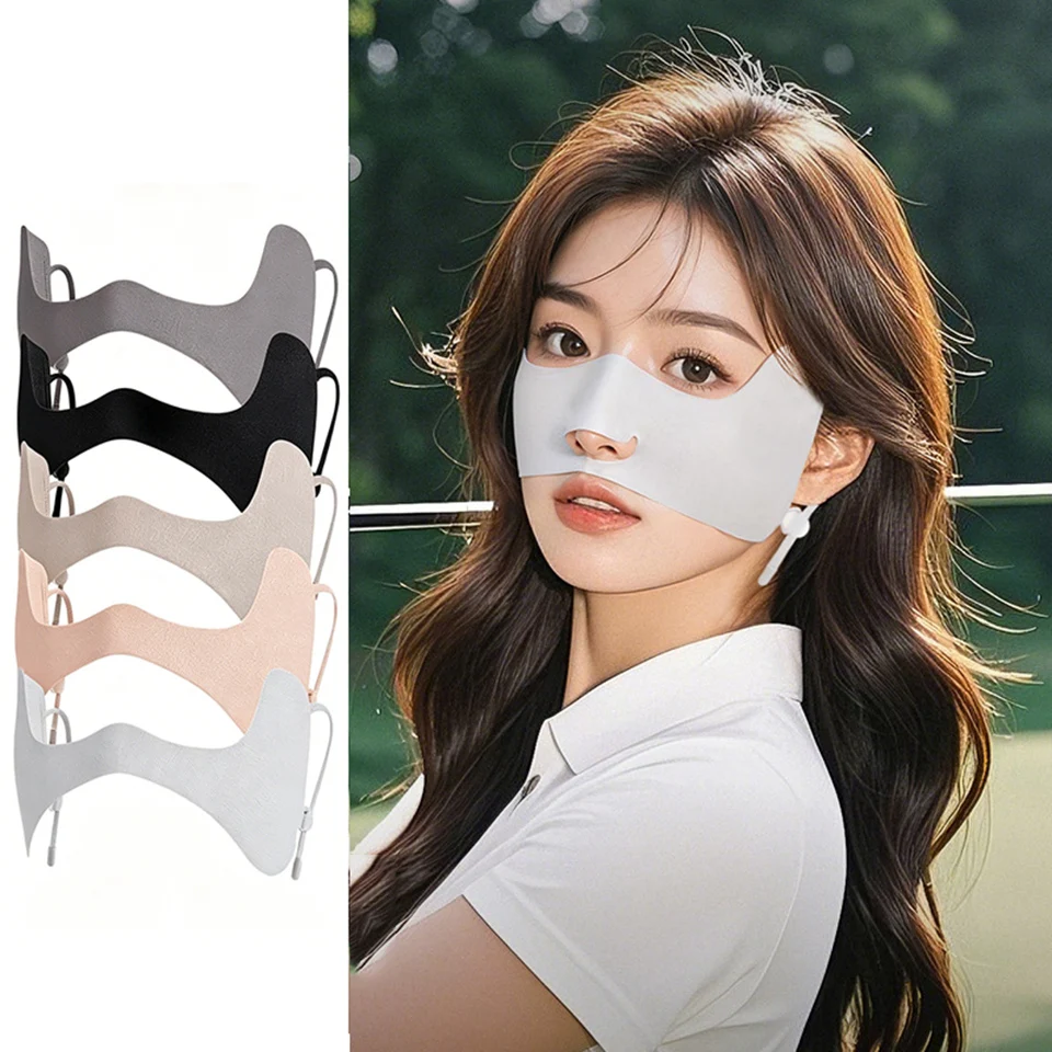 

1Pc Summer Ice Silk Mask Sunscreen Face Scarf Solid Color Sunscreen Eye Patches Sunscreen Veil Face Cover Riding Mask