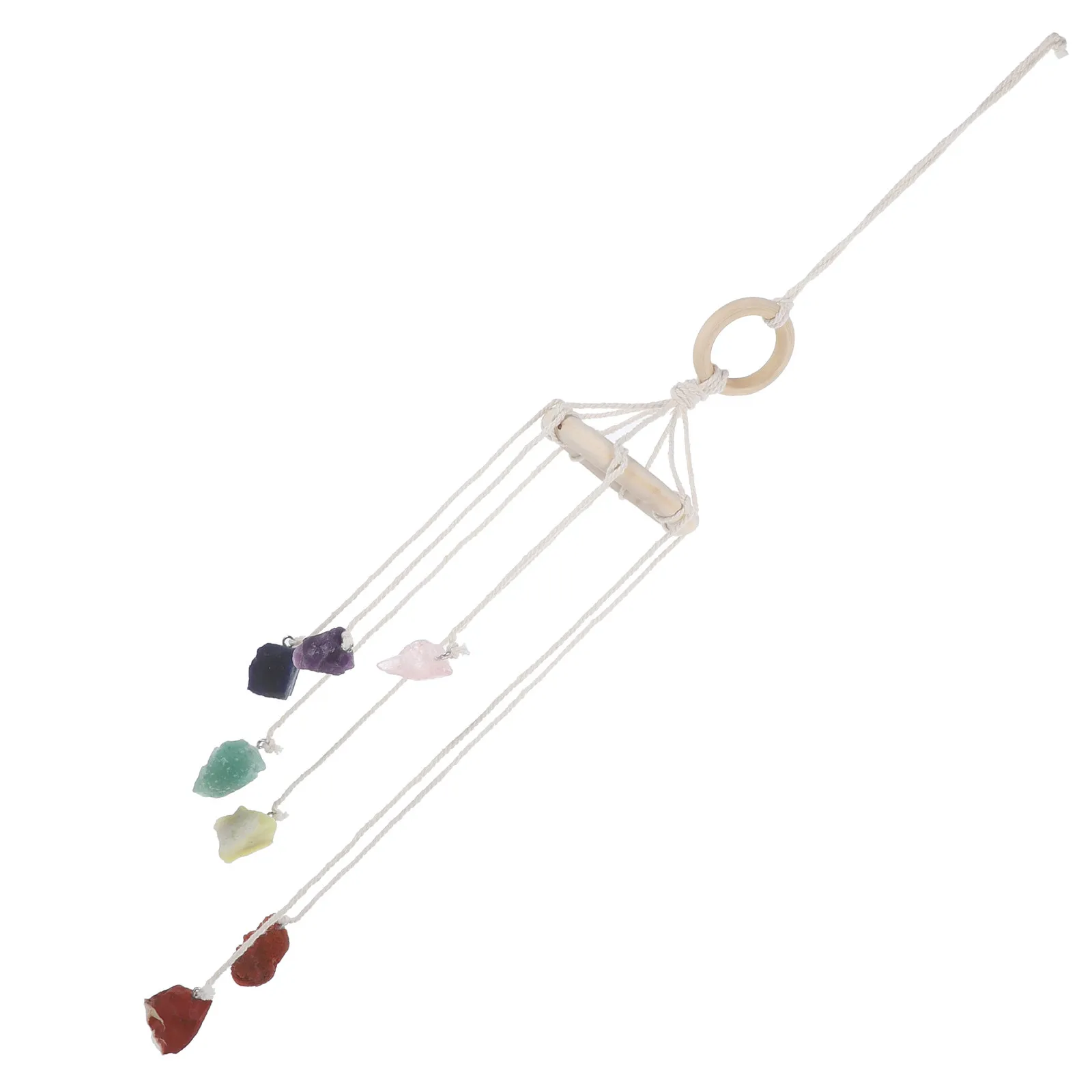 Chakra Stone Wind Chime Natural Dongling Jade Crystal Hanging Ornament for Home Decor Garden Balcony Lawn Auditorium Restaurant