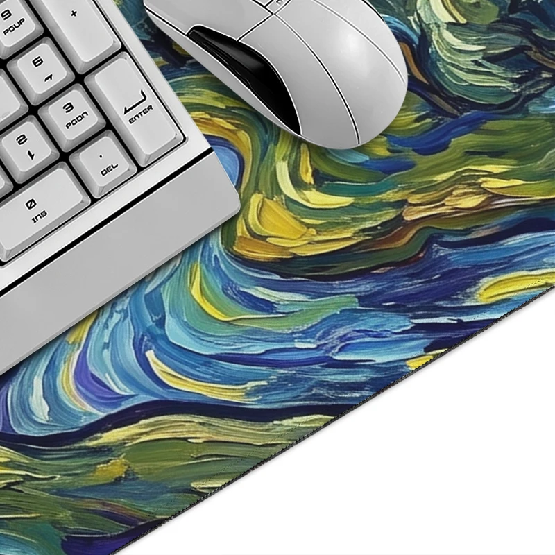 Mouse Pad Black Cat Starry Sky Swirls Gamer XL Large Mousepad XXL Mouse Mat Office Soft Non-Slip Office Accessories Mouse Mats