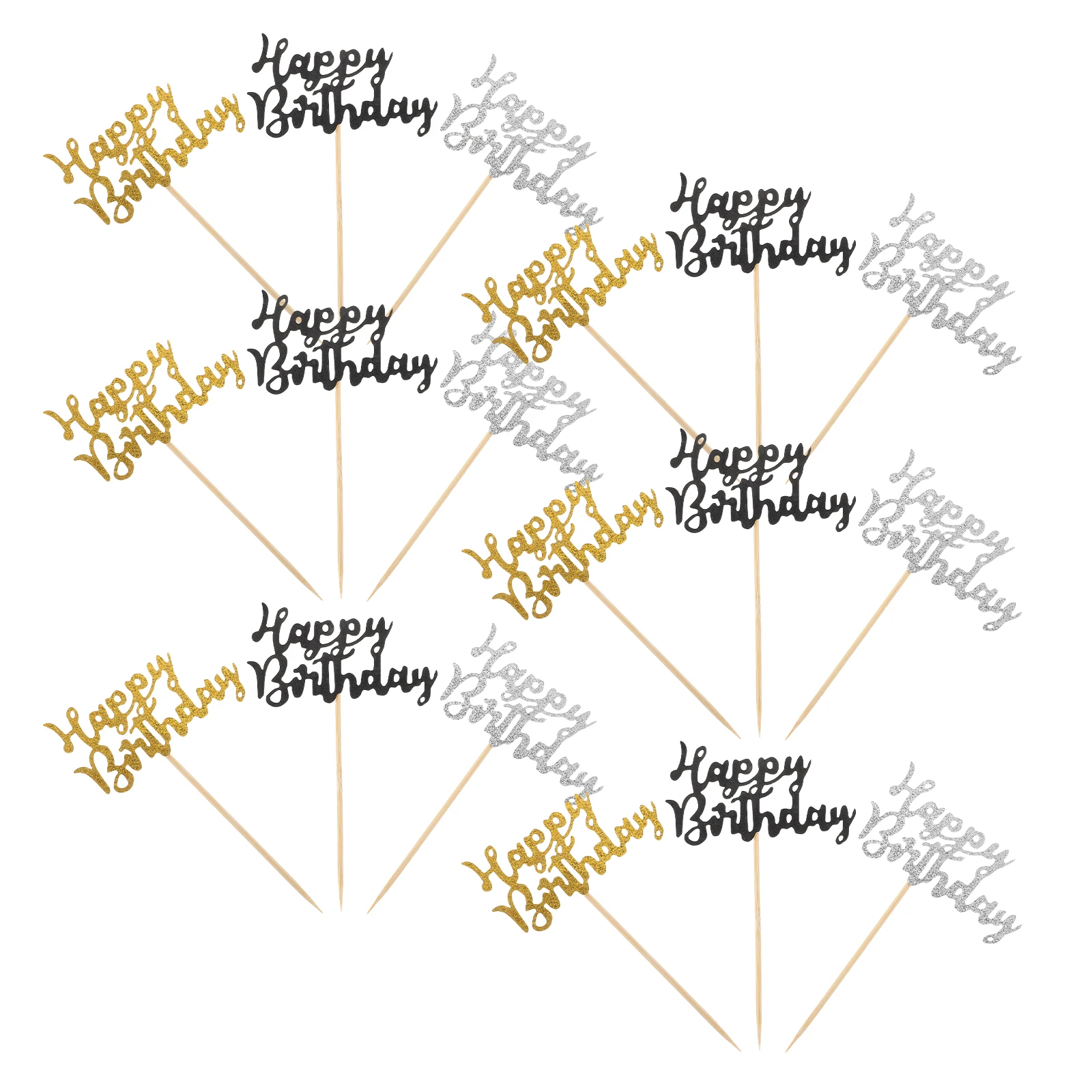 

36Pcs Birthday Cake Toppers Happy Birthday Picks Reusable Decorations For Kids And Adults Outdoor Or Home Celebrations