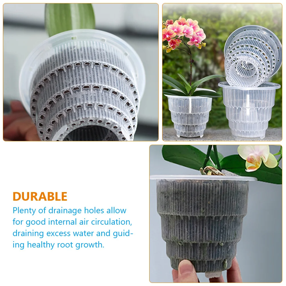 

4Pcs Clear Orchid Pots Transparent Plastic Breathable Flowerpots with Drainage Holes for Indoor Outdoor Plant Nursery Garden