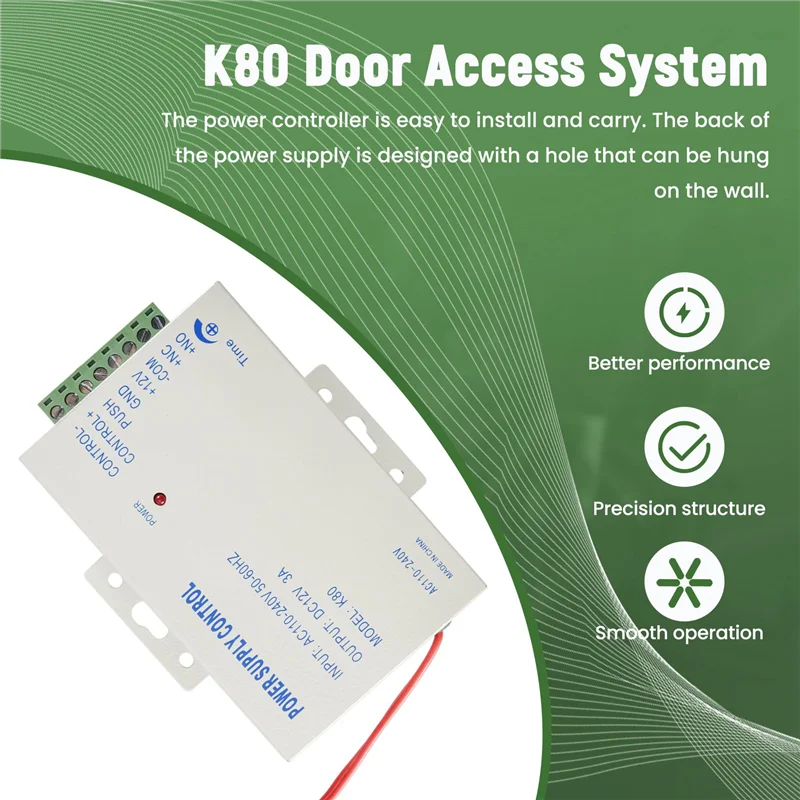 AC57-K80 Door Access System Electric Power Supply Control DC 12V 3A Miniature Power/Electric Lock Power/Access Control System