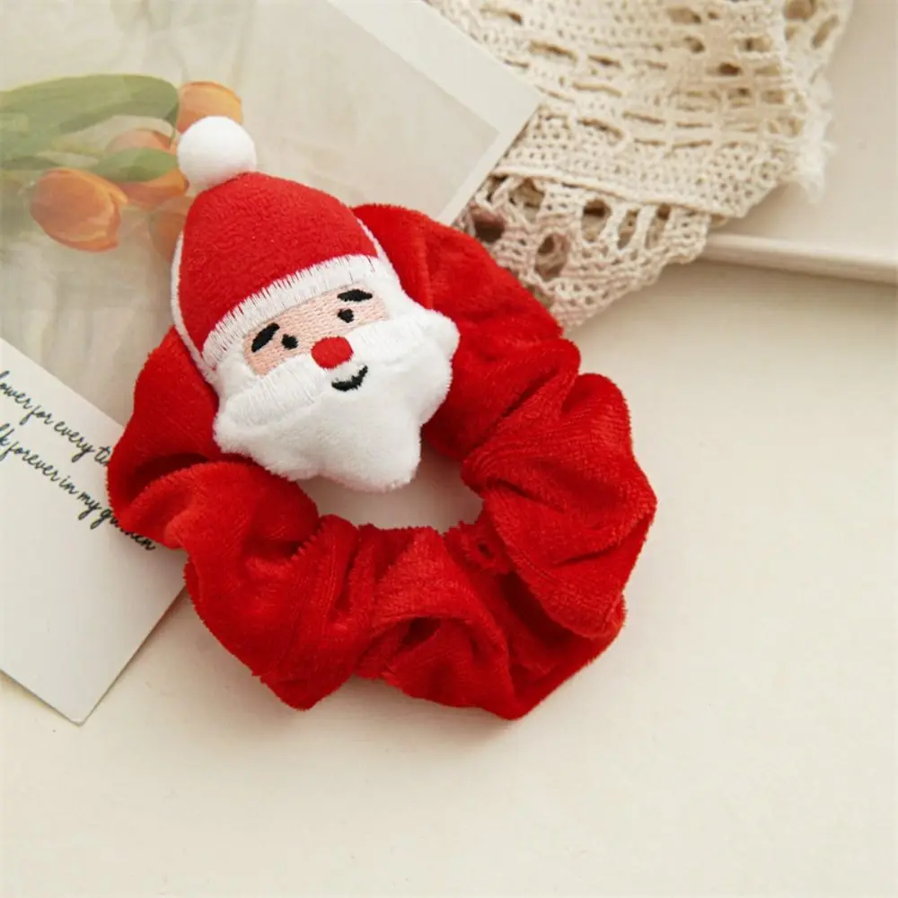 Multicolor Winter Christmas Scrunchies Plush Cute Hair Ring Santa Claus Cartoon Santa Claus Girl