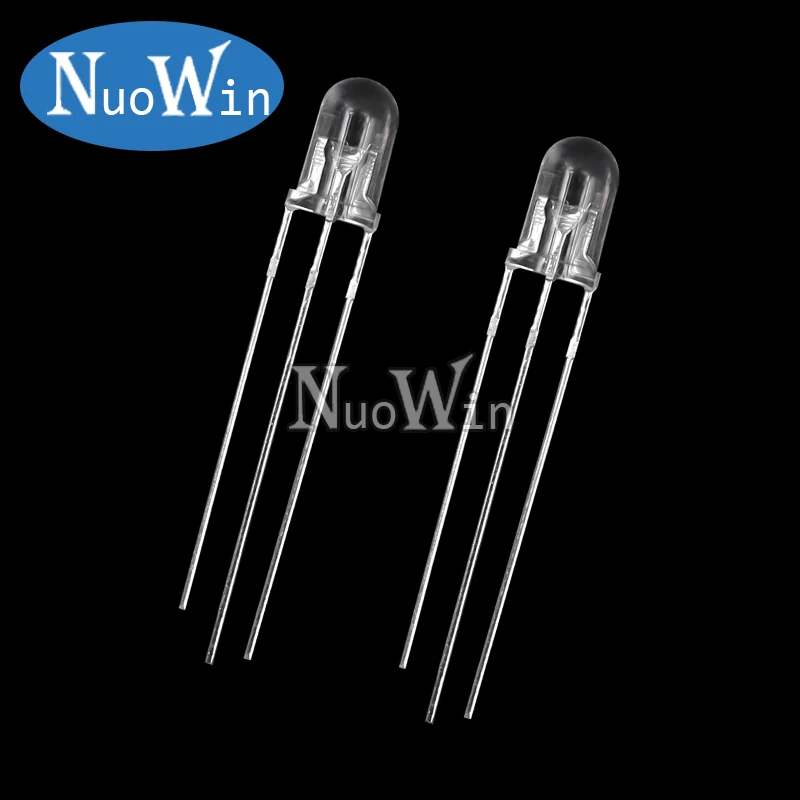 50pcs/lot 5MM Round Clear / Fog Two Colors Common Anode / Cathode LED Red & Green / Blue Bi-Color 3 Pins Light Emitting Diode