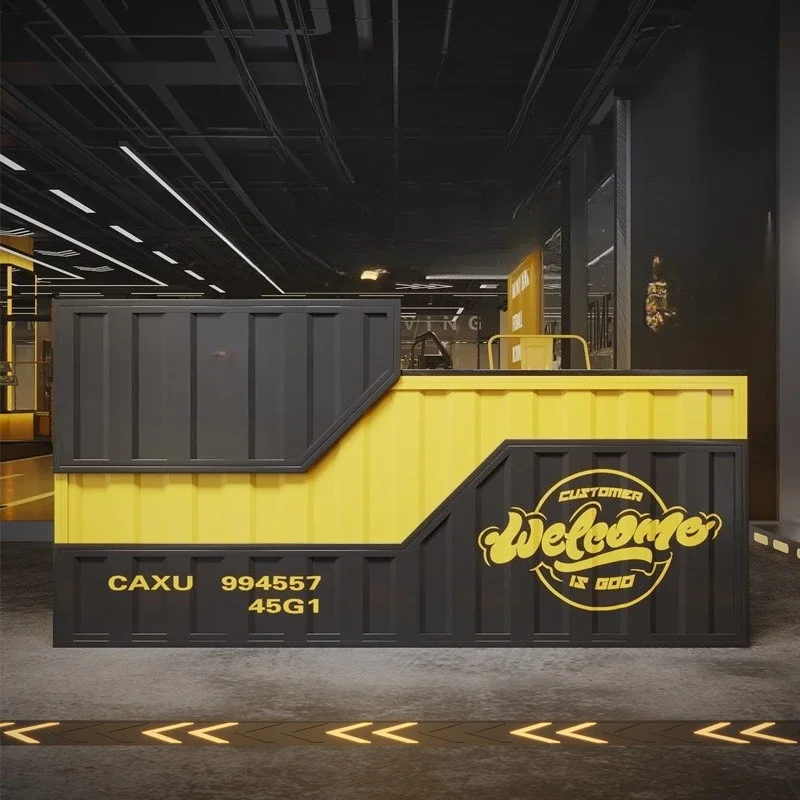 Industrial style bar checkout page Container wrought iron commercial bar KTV gym dance studio cafe front desk