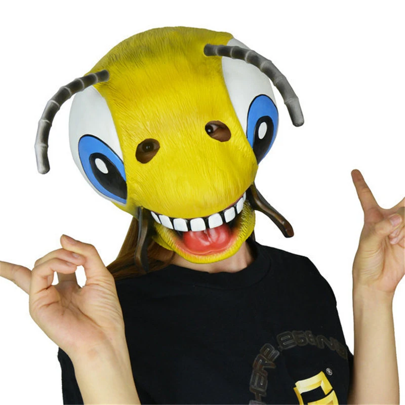 

Funny Collection COS Heist Bees Insect Head Mask Eco-friend Latex Halloween Party Cosplay Carton Bee Face Mask Props Fancy Dress