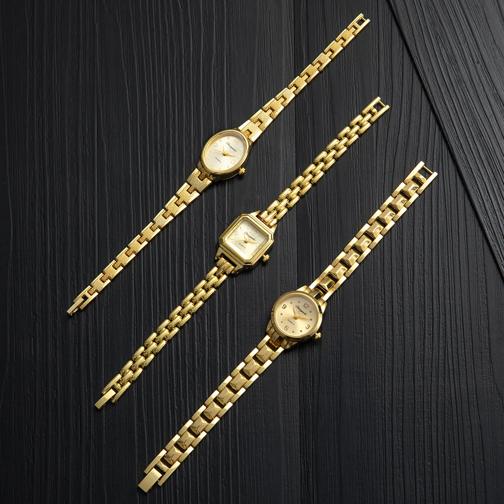 3 قطعة ساعات يد نسائية فاخرة صغيرة الطلب ساعة ذهبية السيدات كوارتز ساعة اليد موضة أنيقة امرأة ساعة ساعة هدية reloj