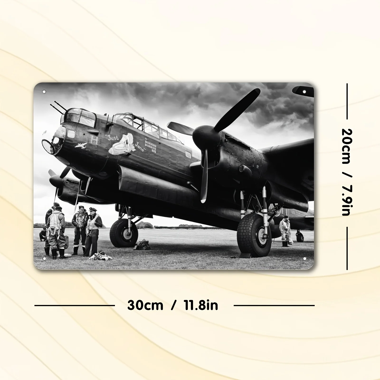 CIFBUY Vintage WWII Lancaster Bomber Aircraft Tin Sign Retro Military Plane Metal Wall Art Waterproof Durable Decor for Kitchen
