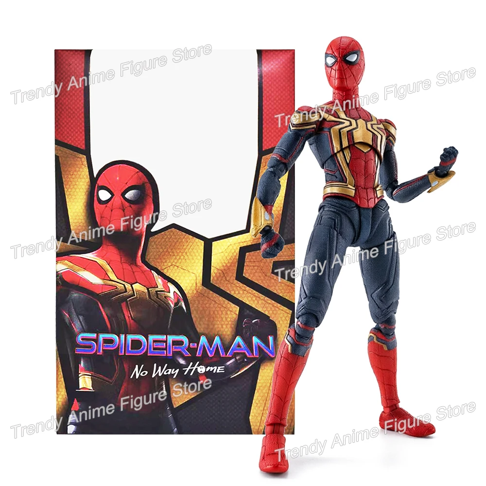 Figura de acción de Spider-Man: No Way Home, Marvel SHF, traje integrado, figuras de Spiderman, Peter Parker, modelo de figura, juguetes de colección
