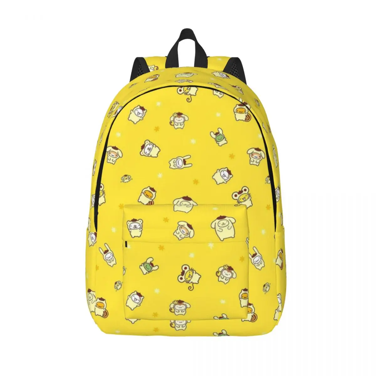 Yellow Pom Pom Purin Cool Backpack with Pocket High School Business Cartoon Daypack for Men Women Laptop Computer Shoulder Bag