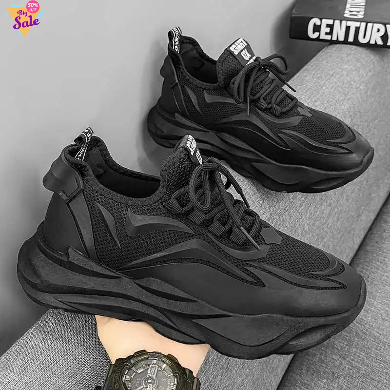 

Мужские летние спортивные кроссовки 2026: черные, модные, сетчатые, с толстой подошвой, базовые, дышащие и износостойкие