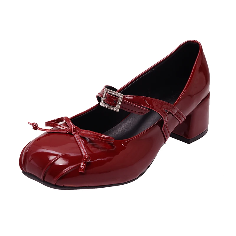 2026 Neue Frühlings-Mode Mary Jane Schuhe Damen Retro Ballett-Schuhe mit Dickem Absatz Slip-On Casual-Stil PU-Gefüttert Gummisohle