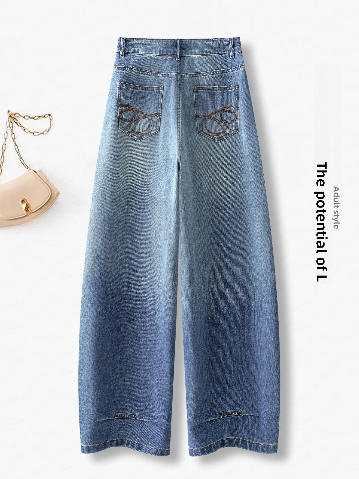 

Джинсы женские с высокой талией, широкими штанинами и вышивкой, из денима, весна-осень, модные, повседневные, из хлопка и полиэстера, эластичные