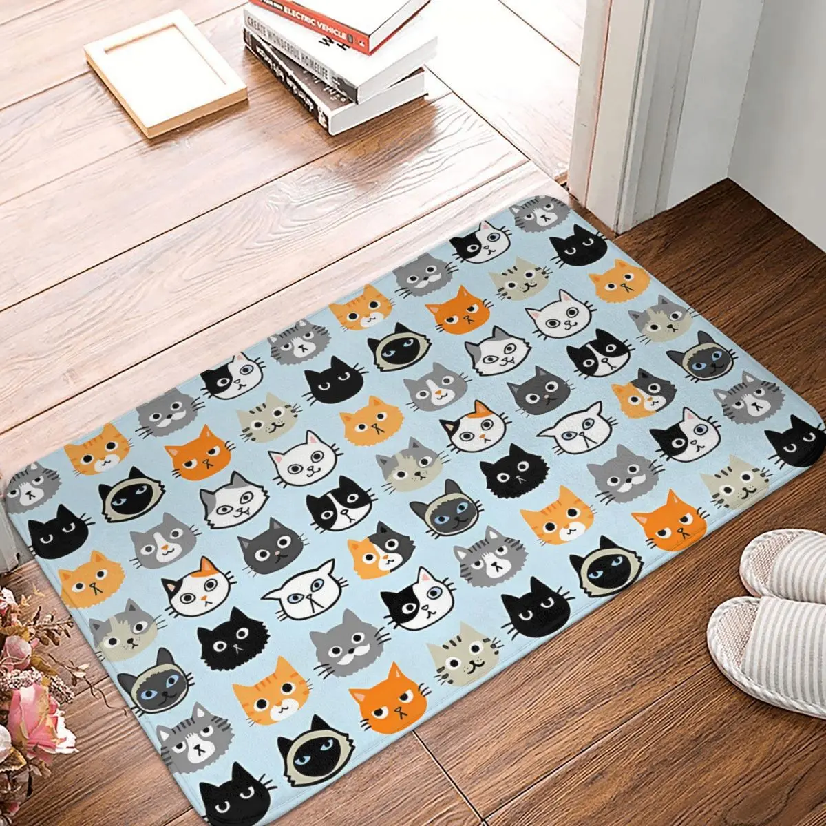 Funny Cat Bath Non-Slip Carpet Assorted Faces Bedroom Mat Welcome Doormat Floor Decoration Rug