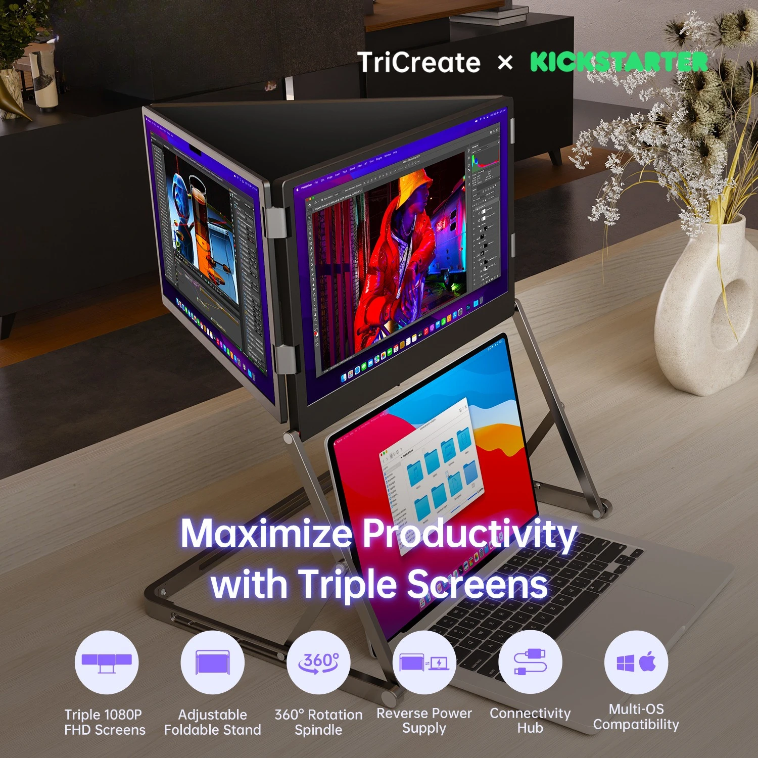 High-Resolution Portable Touch Monitor 15.6