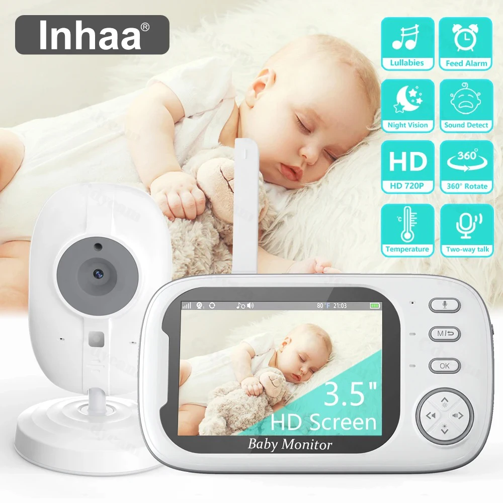 

Lnhaa New 3.5 inch Wireless Video Baby Monitor Night Vision Temperature Monitoring 2 Way Audio Talk Baby Nanny Security Camera