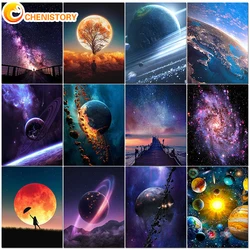 CHENISTORY Diy Crafts Paintings By Number Space Landscape Adult Kits Oil Painting Starry Sky Scenery Acrylic Paint Home Wall Dec