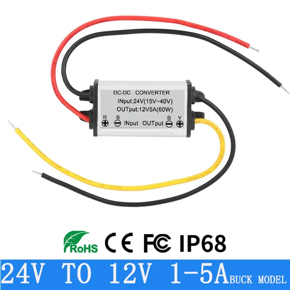 24V to 12V Converter Step Down 24V 12V Waterproof Module DC DC 1A-5A Buck Model Converter DC 24V to DC 12V Voltage Regulator