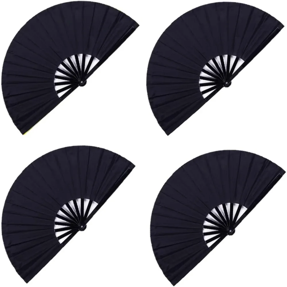 

Four Piece Large Black Folding Dance Fans for Festival Performance