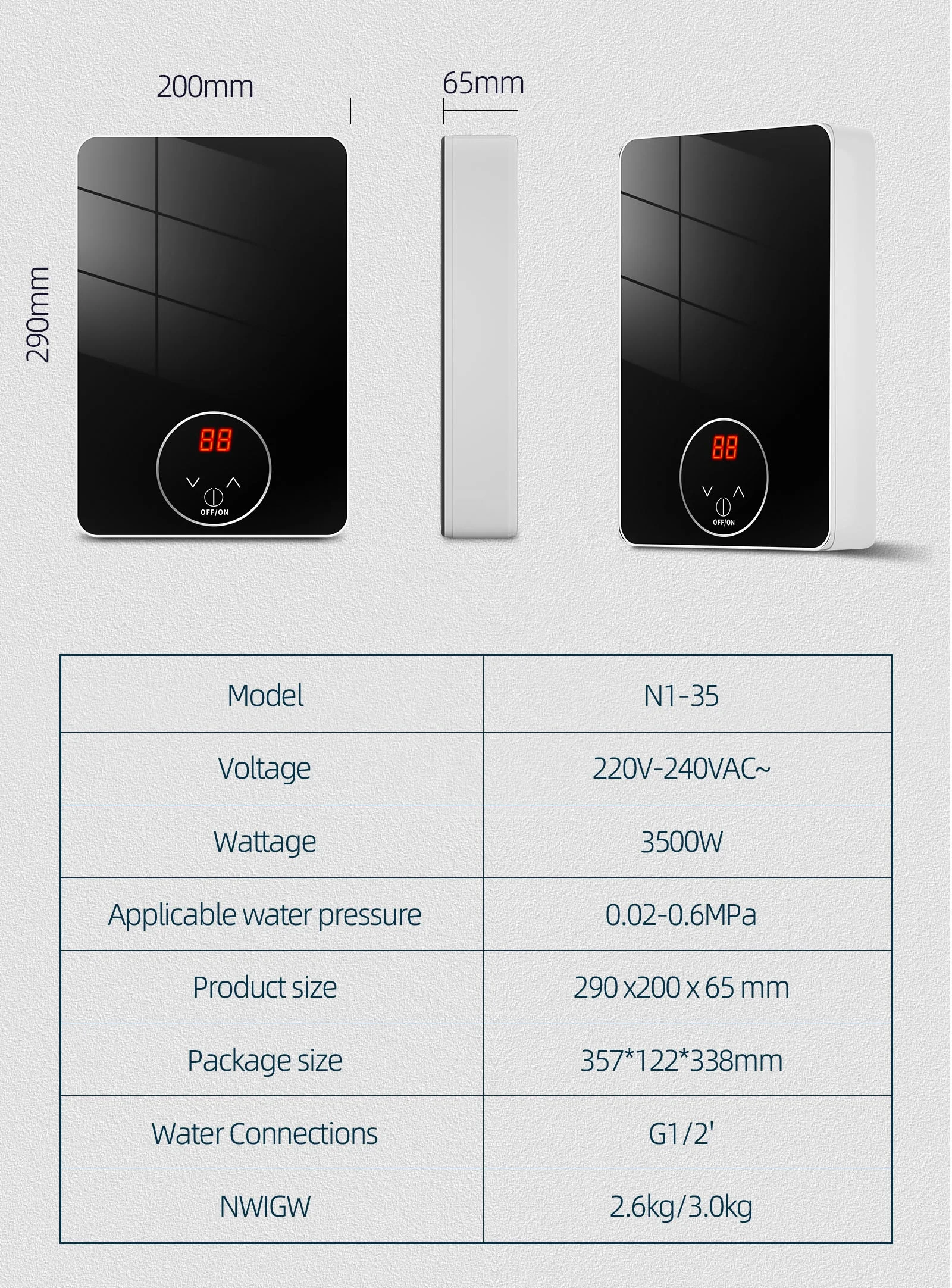 3500W 샤워헤드 온수기, 판매량 높음, 설치 간편 전기 온수기