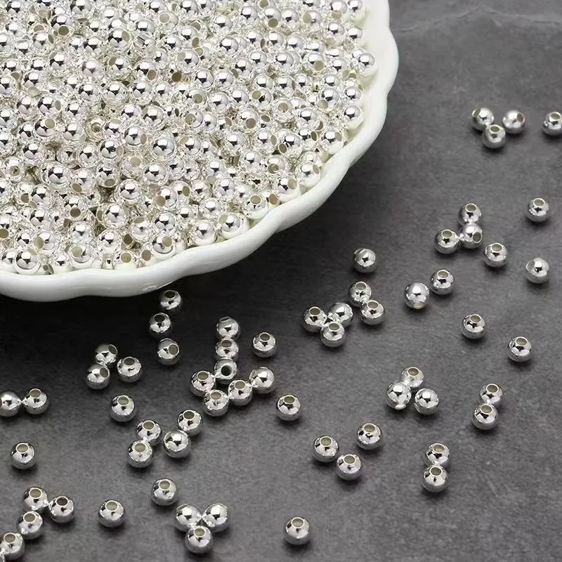 925 Sterling Silber vergoldet, 2 mm–10 mm, runde Perlen, Abstandsperlen, glatte, lose Kugelperlen für DIY-Armbänder, Schmuckherstellung, Basteln – Detail 2