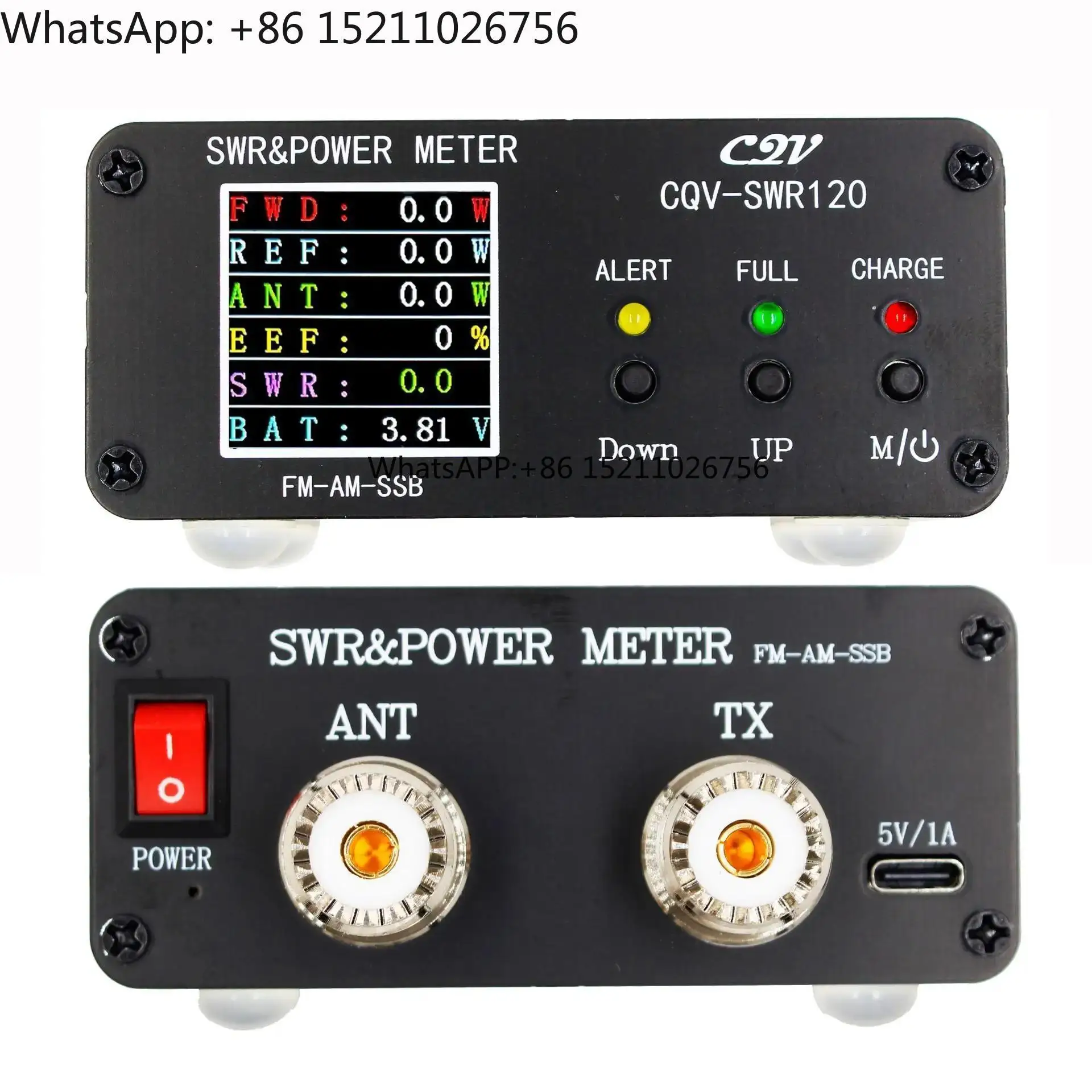

SWR120 120W Walkie Talkie with Full Color HD Display High Standing Wave Alarm & Power Meter for FM-AM-SSB Users