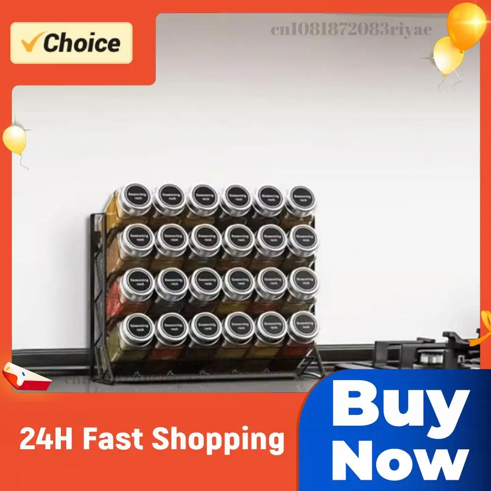 

4-ярусная подставка для специй из углеродистой стали, органайзер для приправ, нескользящая подставка для хранения небольших банок в кладовой