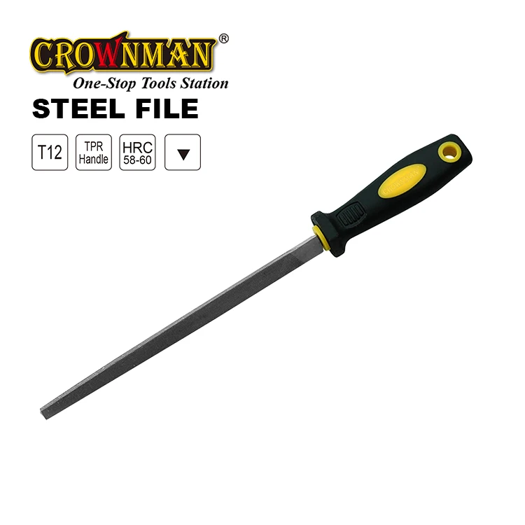 CROWNMAN Professional Custom Hand Tools 8'' With TPR Handle T12 Double Cut Triangle Files