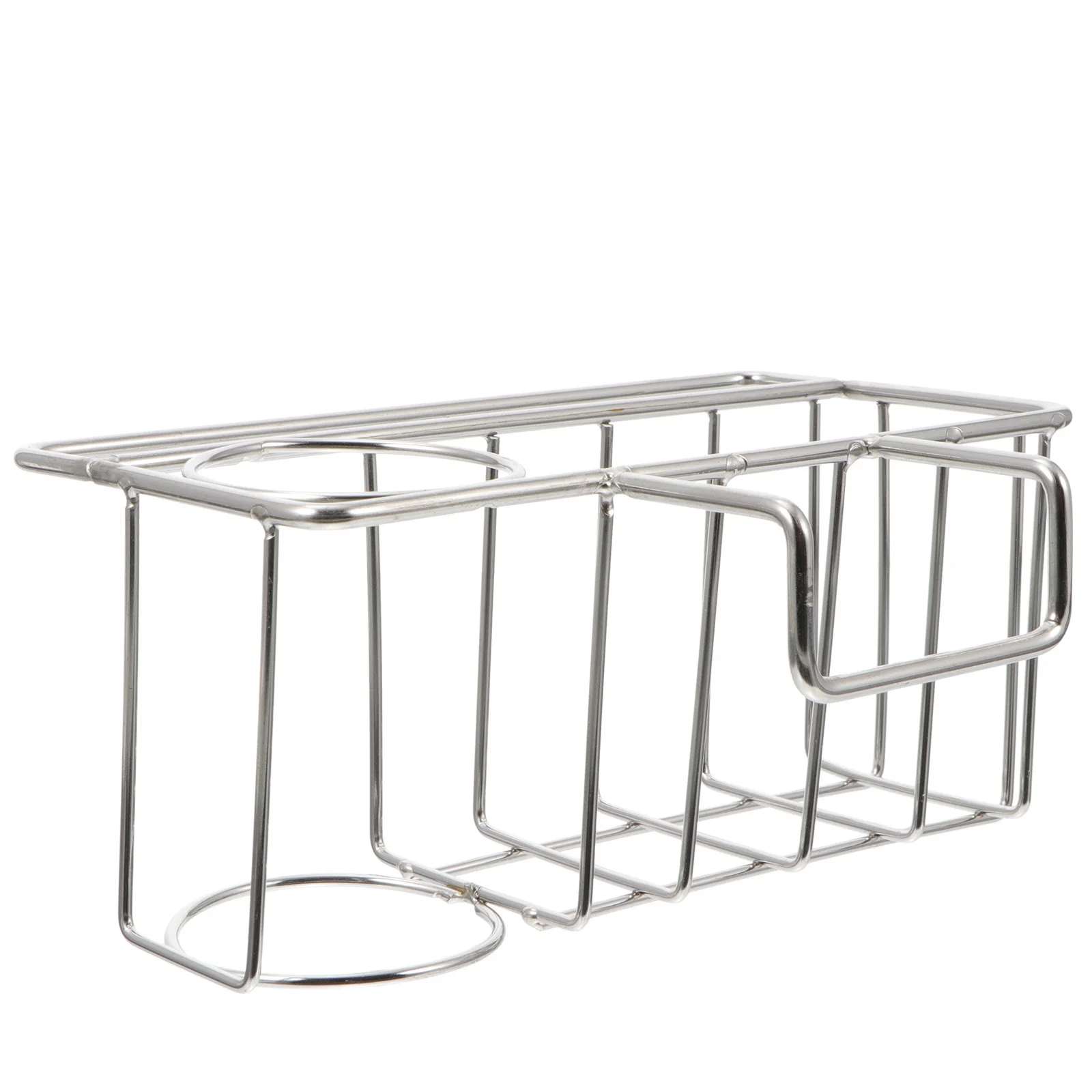 

1pc Stainless Steel Storage Basket Hanging Kitchen Organizer No Punch Installation Water Draining Rack Multi-Functional Bathroom