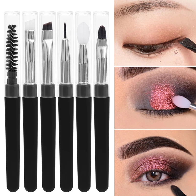 Pennelli per trucco sottili angolati con lama portatile pennello per Eyeliner per ciglia per sopracciglia Fine piatto pennello per labbra in Silicone strumento per trucco professionale