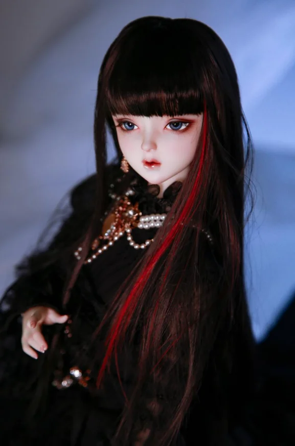 BJD doll wig suitable for 1/3 size bjd girl wig  bangs medium length super soft silk 1/3  wig doll accessories (three colors)