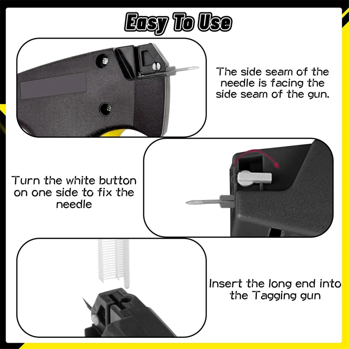 Tag Gun Set for Clothes Sewing Quilting Hemming Quick Stitch with 2 Needles, 1500 Black and 1500 White Micro-Fasteners