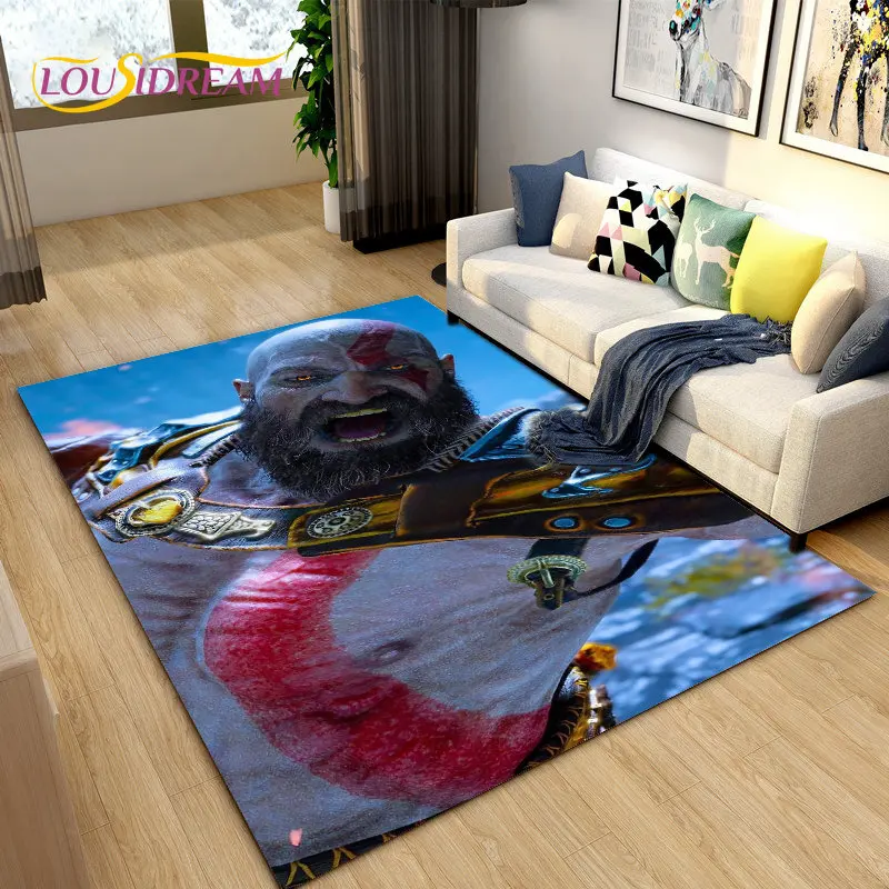 God of War Game Gamer  Area Rug Large,Carpet Rug for Living Room Bedroom Sofa Doormat Decoration,Kids Play  Non-slip Floor Mat