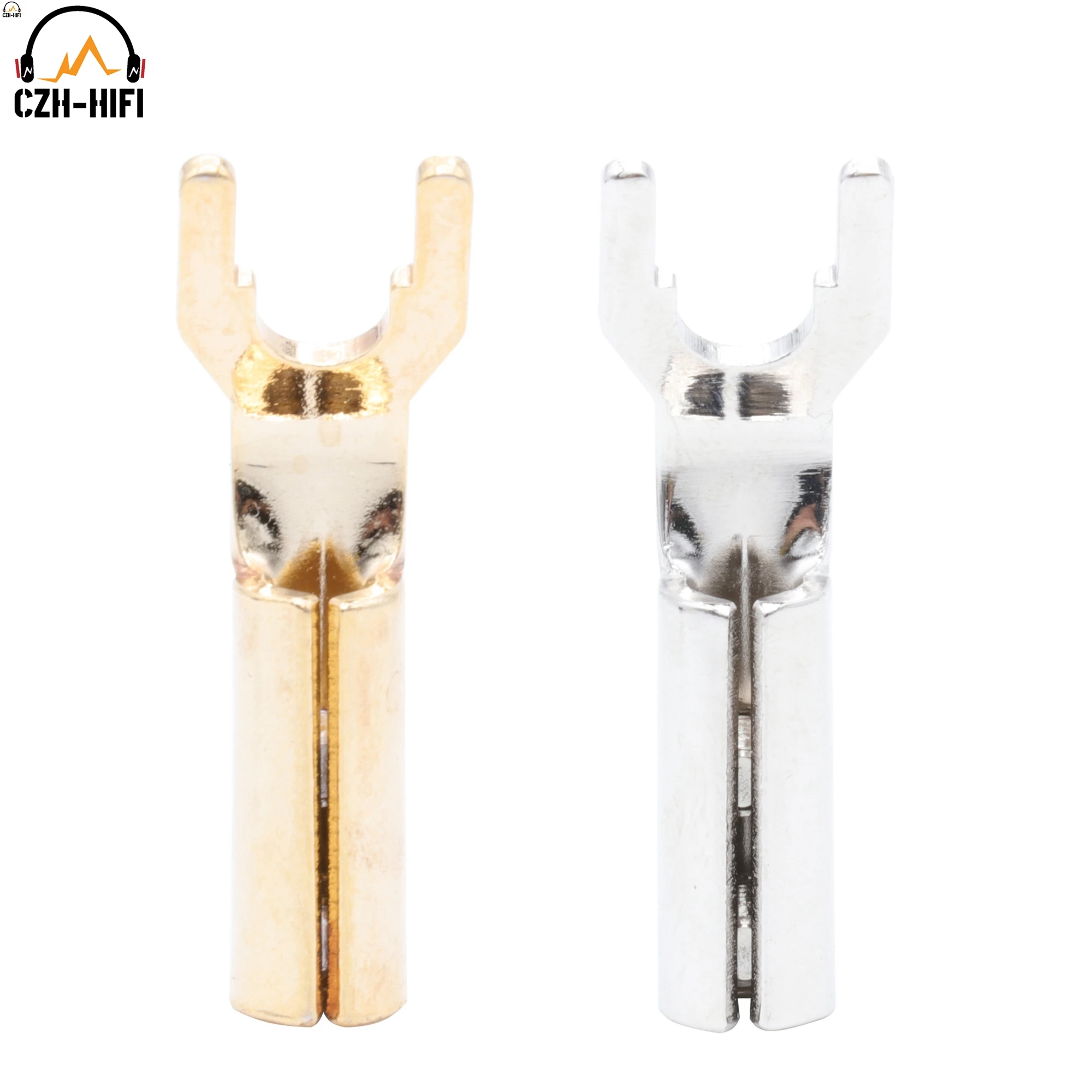 1pc EIZZ High End Speaker Cable Spade Y Fork Plug Banana Connector Copper Terminal Jack Connectors HiFi Audio DIY