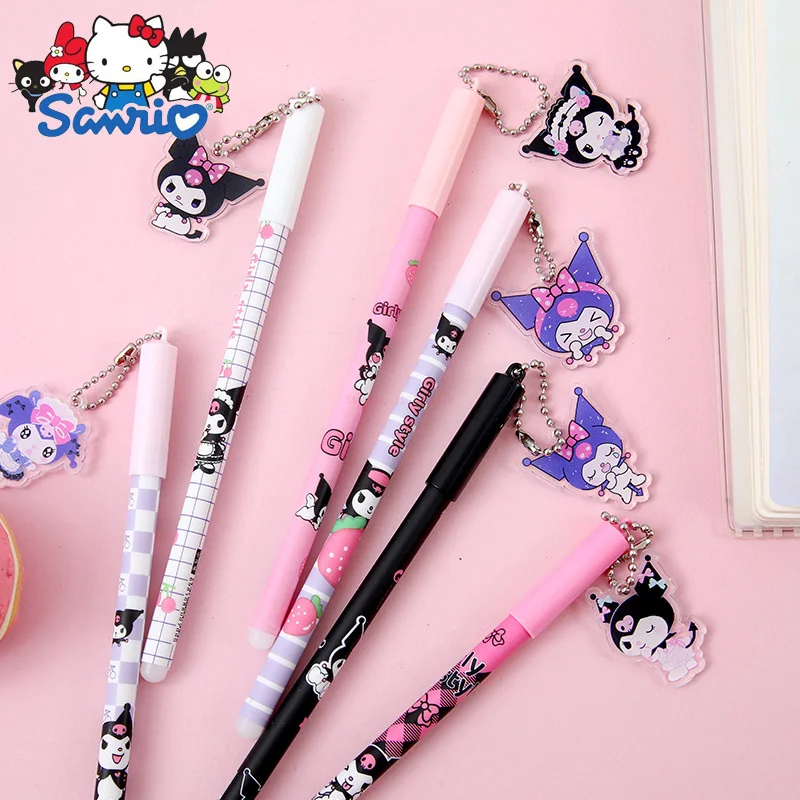 20-100pcs Sanrio Acrylic Pendant Neutral Pen Cute Kuromi Water Pen Black 0.5m Signature Pen Girl Heart Stationery Wholesale Gift