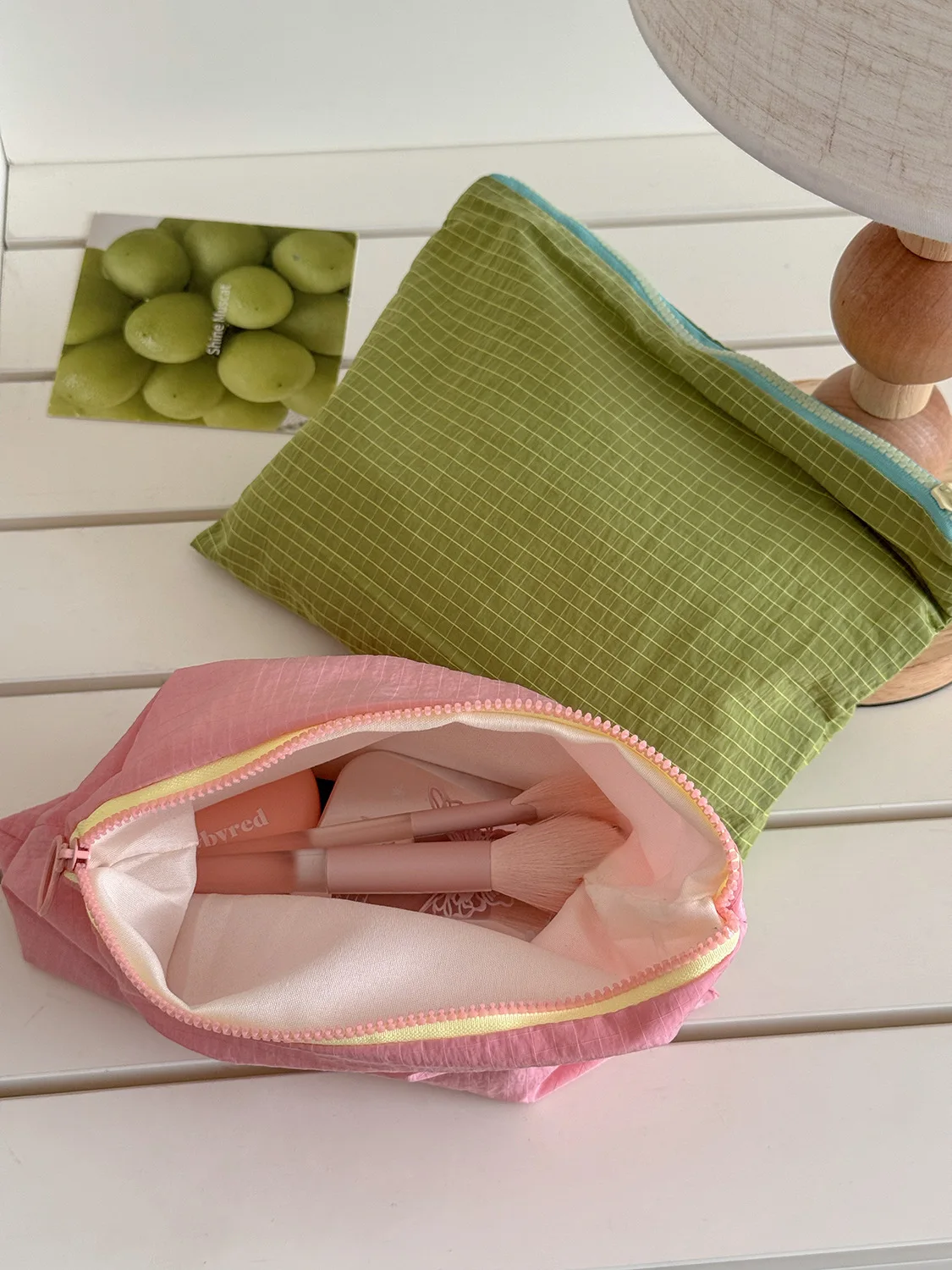 New Women Plaid Makeup Bag Large Capacity Nylon Zipper Pouch Purse Travel Clutch Cosmetic Organizer Zipper Storage Bag Косметика