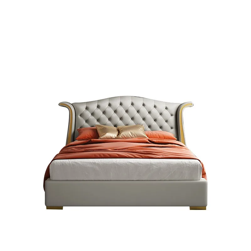 

Leather light luxury Internet celebrity Italian wedding bed master bedroom double 1.8 meters modern simple high-end soft bed