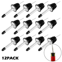 12pcs Stainless Steel Classic Bottle Pourers Tapered Spout Liquor Pourers Flow Wine Bottle Pour Spout Stopper Bar Accessories