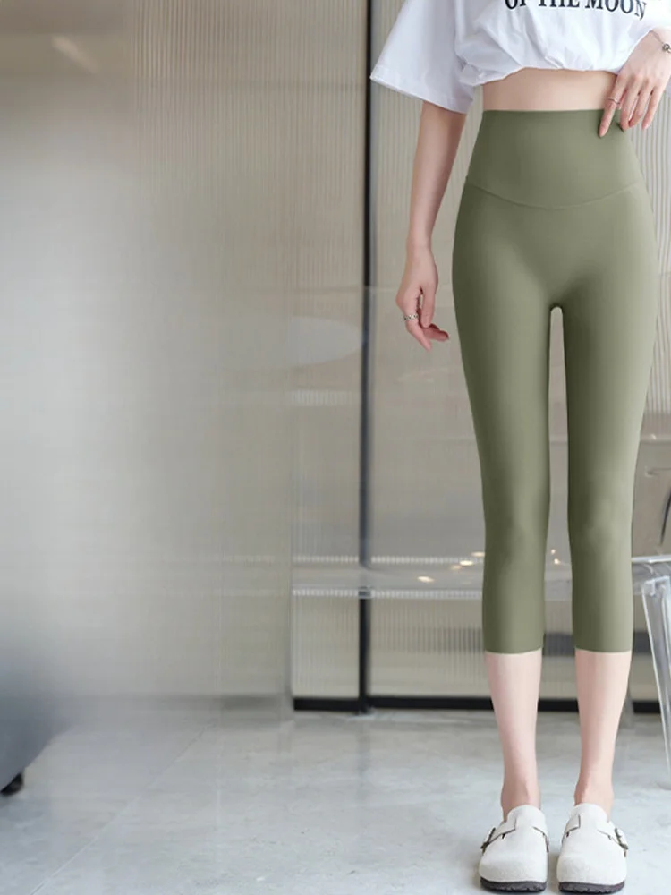 New 2025 Women's High Waist Ice Silk ark Pants Thin Fitn Yoga Tummy Control Butt Lifting Summer Outdoor Wear Base Layer